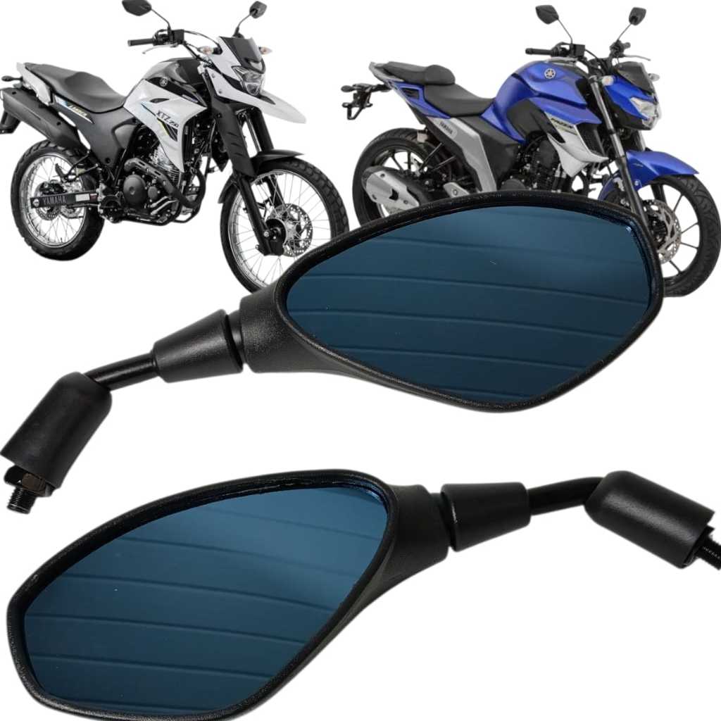 Par Retrovisor Bmw F800 Haste Curta Lente Azul Fazer 250 Ybr 125 Lander 250 Crosser 150 Mt 03 07