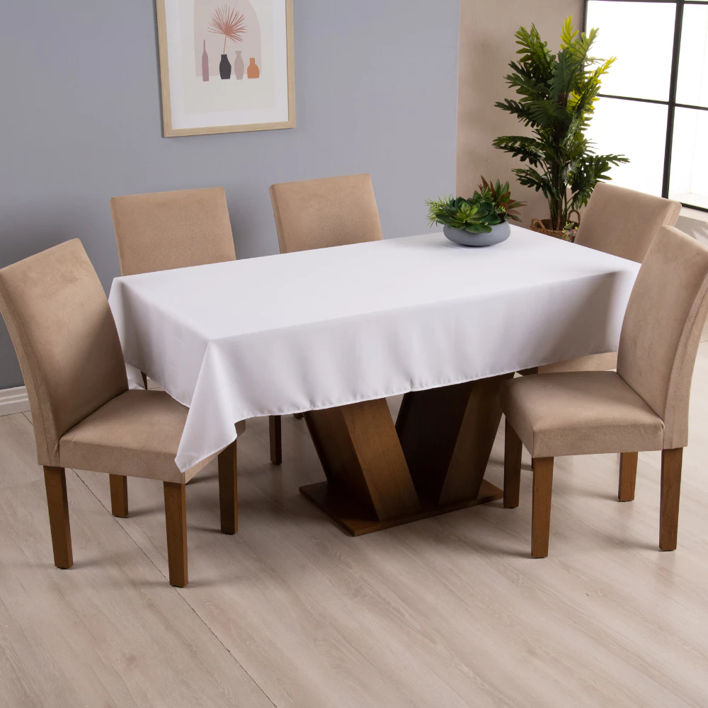 Toalha de Mesa 4 6 e 8 Lugares Oxford - Branco em Oferta na Shopee