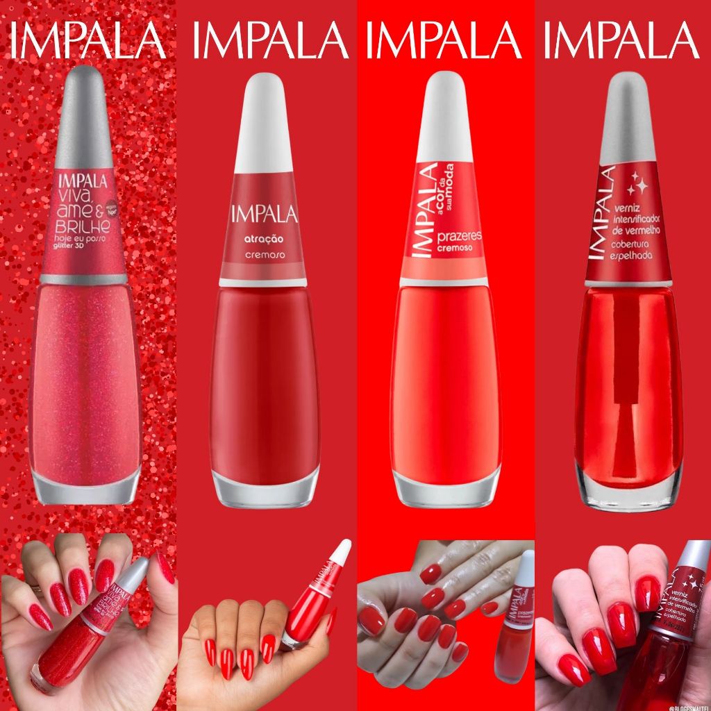 Esmaltes Impala Tons Vermelhos Cremosos Impala Esmalte Atacado