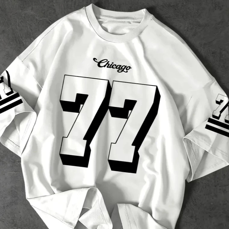 Camisa camiseta Basica e Oversized Streetwar Chicago 77 baseball estilosa tshirt em algodao unissex