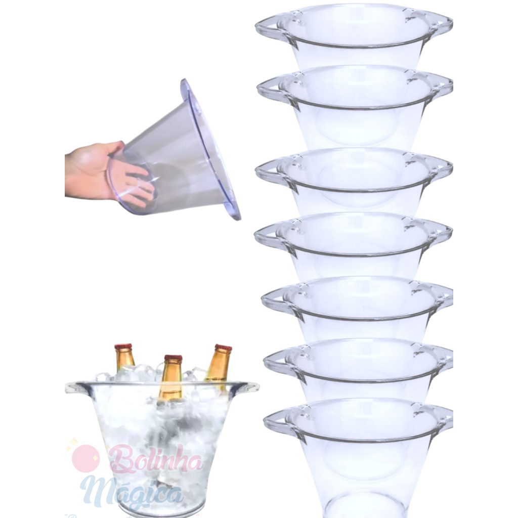 Kit 10 Baldes de Gelo Acrilico Cristal Transparente 4,5L Balde Para Bebidas Festa Bar Casa Eventos em Oferta na Shopee