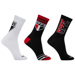 Meia Masculina São Paulo Cano Médio Rikam Oficial Licenciado em Oferta na Shopee