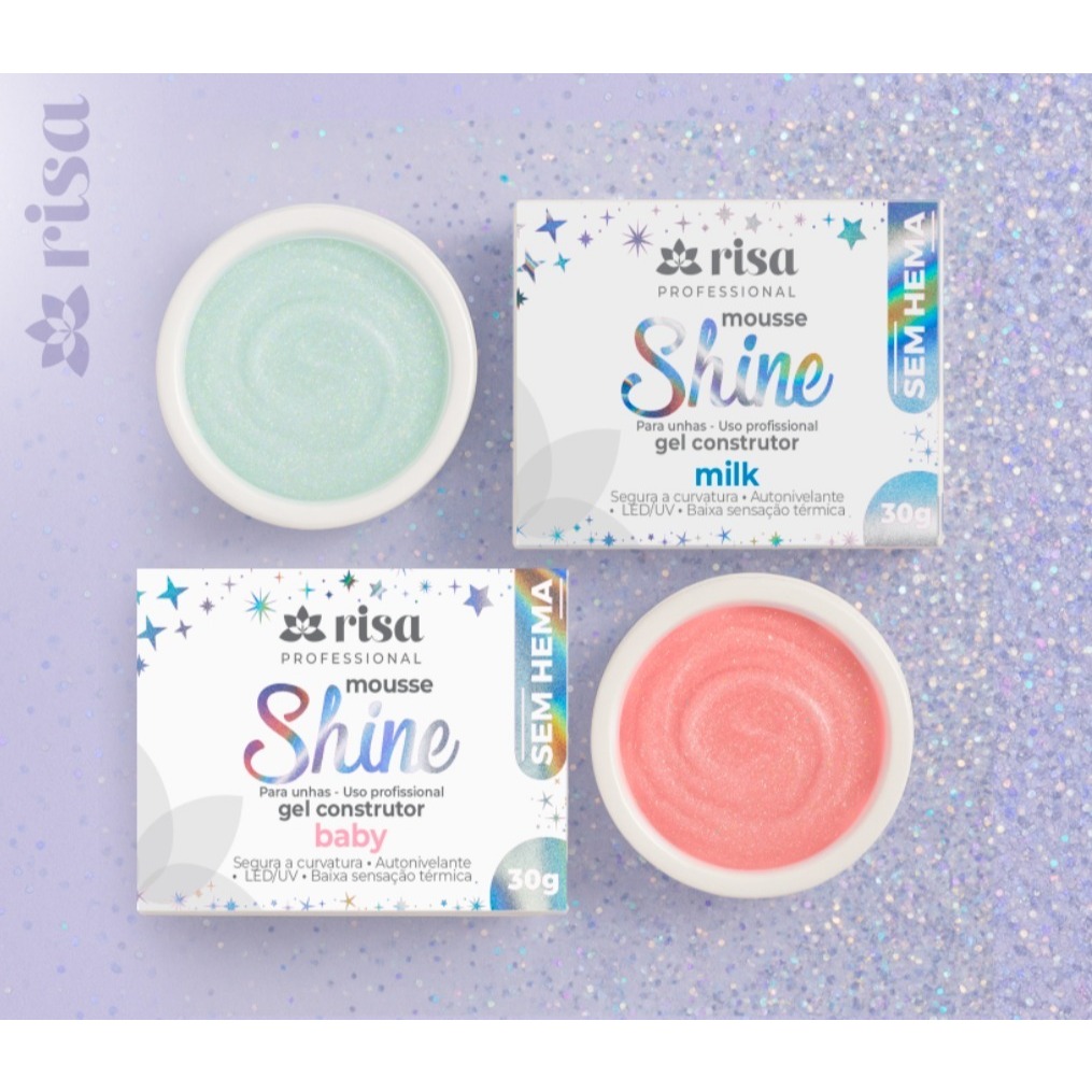 Refil Gel Construtor Mousse Shine com brilho SEM HEMA LED/UV Risa 15g em Oferta na Shopee
