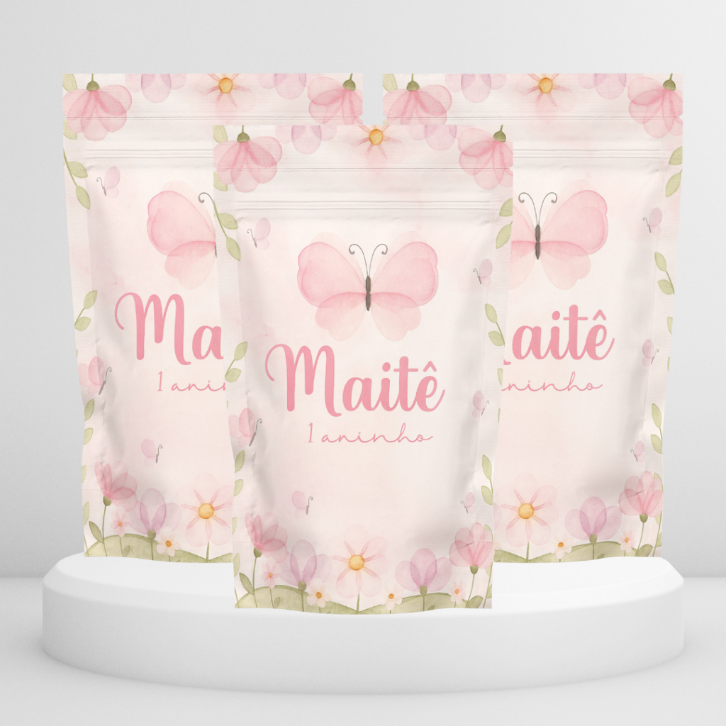 Saquinhos Para Lembrancinha Metalizado 10x15ou12x19 Com Zip Lembrancinhas Stand Up Pouch zip Hérmetico Jardim Borboleta