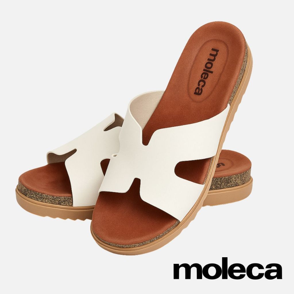Sandália Papete Feminina Moleca 5500-100 H Clássica Anatômica Confortável Tratorada Antiderrapante