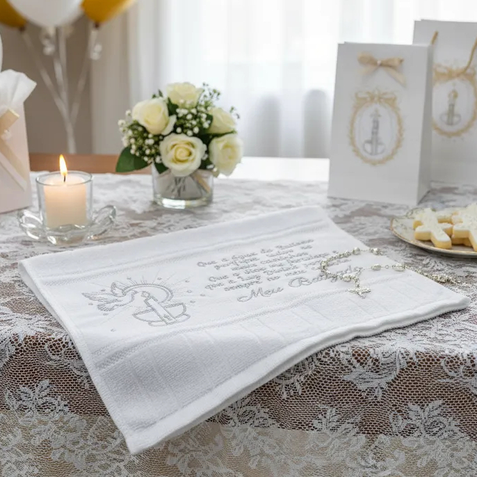 Toalha De Batizado Personalizada Acompanha Mini Tercinho