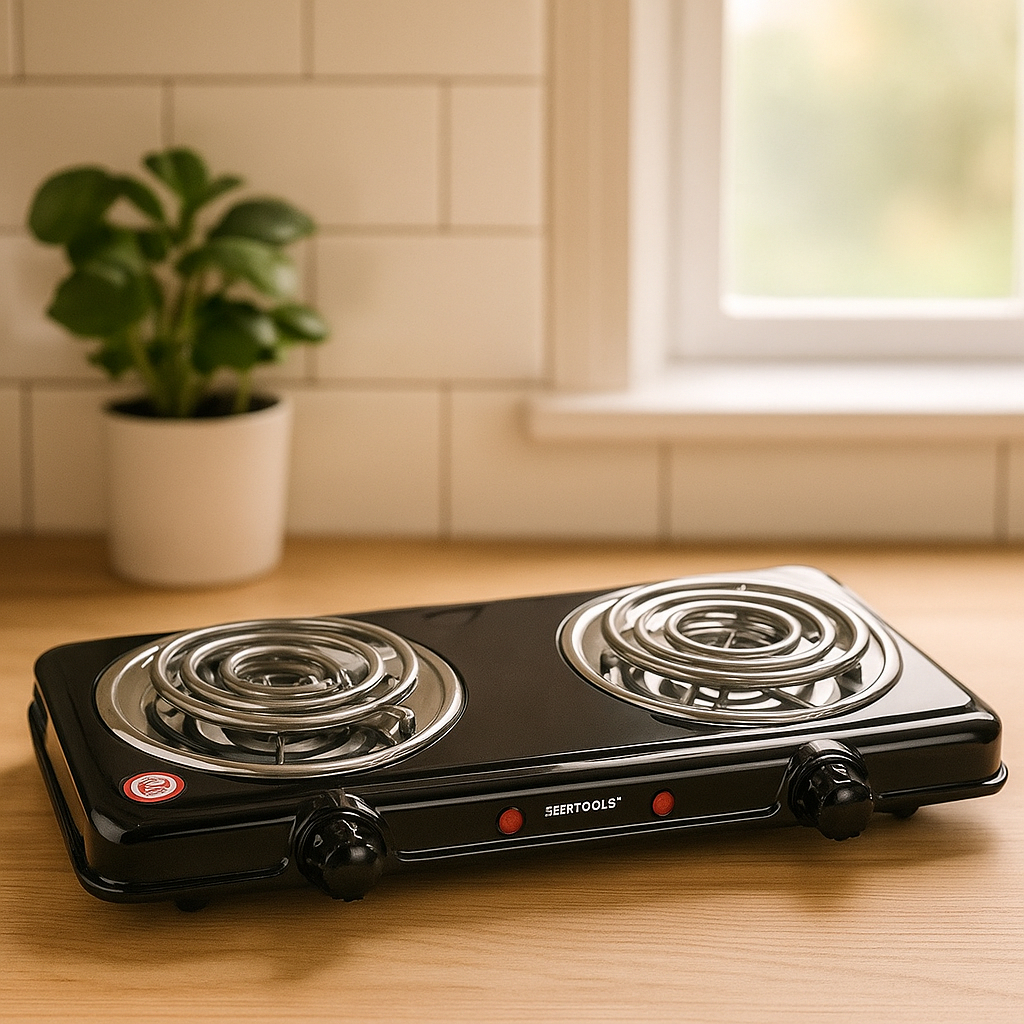 Fogão Elétrico Portátil 2 Bocas 2000W Rápido Mesa Cozinha Kitnet Camping Viagem Mini Fogão 127V 220V