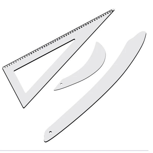 Kit Conjunto Réguas Para Costura Modelagem Acrilico Com 3 Peças em Oferta na Shopee