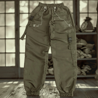 Calça Cargo Feminina Verde Militar Streetwear Correntes e Tecido Premium leve e Secado Rápido em Oferta na Shopee