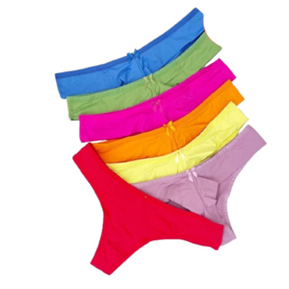 Calcinha Fio Dental Kit 7 Unidades Feminina Microfibra Colorida ou Nude em Oferta na Shopee