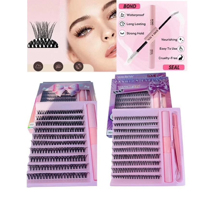 kitCílios Postiços De Vison Individuais-Cluster De Volume 30D/40D Para Extensões DIY