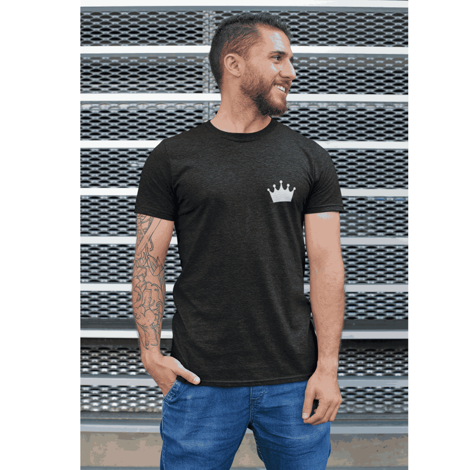 Camiseta masculina basica estampada coroa 100% algodao tecido premium envio rapido