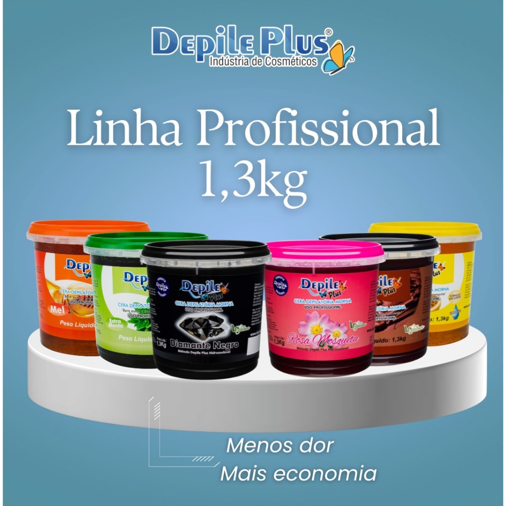 Kit 3 Potes de Cera Depilatória Profissioal Hidrossolúvel 1,3kg Cada - Depile Plus