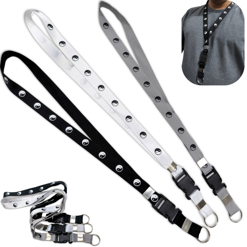 Chaveiro Yin Yang Cordão Pescoço Moto Carro Porta Cracha Engate Tirante Lanyard