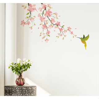 Adesivo Parede Galho Beija-Flor Diversas Cores Flor Delicado Menina Rosa Lilas Decoração 57x82cm em Oferta na Shopee