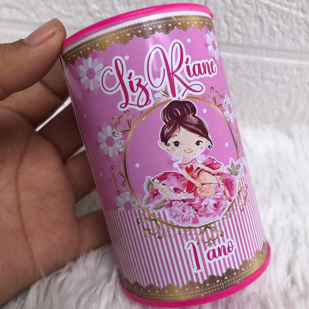 Cofrinho Personalizado Lembrancinha Festa Infantil Aniversário (Vários Temas) Bailarina