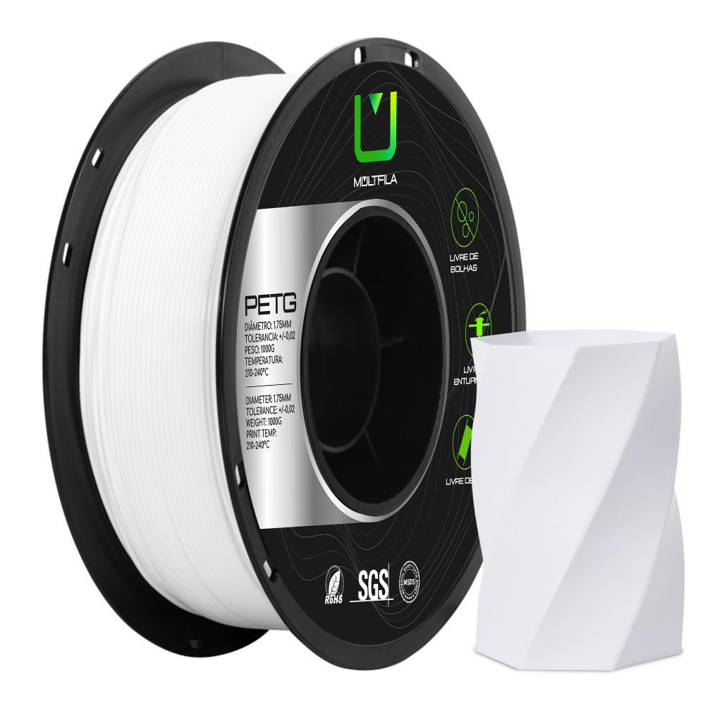 Filamento PETG Impressora 3D Branco 1kg - 1,75mm Multfila
