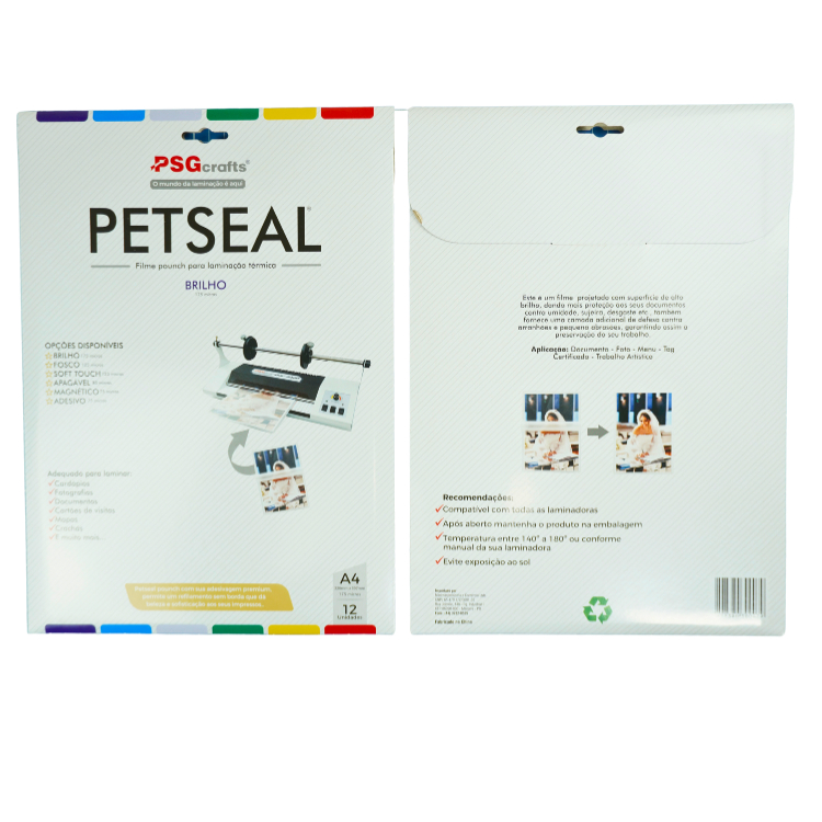 Petseal pouch para plastificação brilho A4  (175 mic 10 peças)