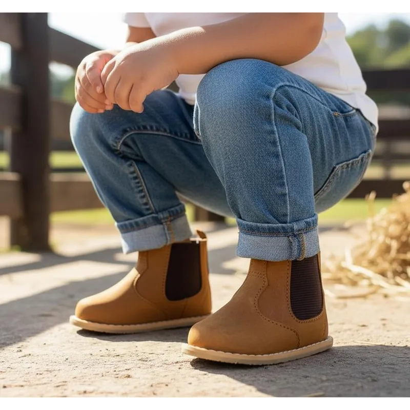 Bota Botinha Botina Jeca Masculina Infantil Menino Bebê Caramelo Cowntry