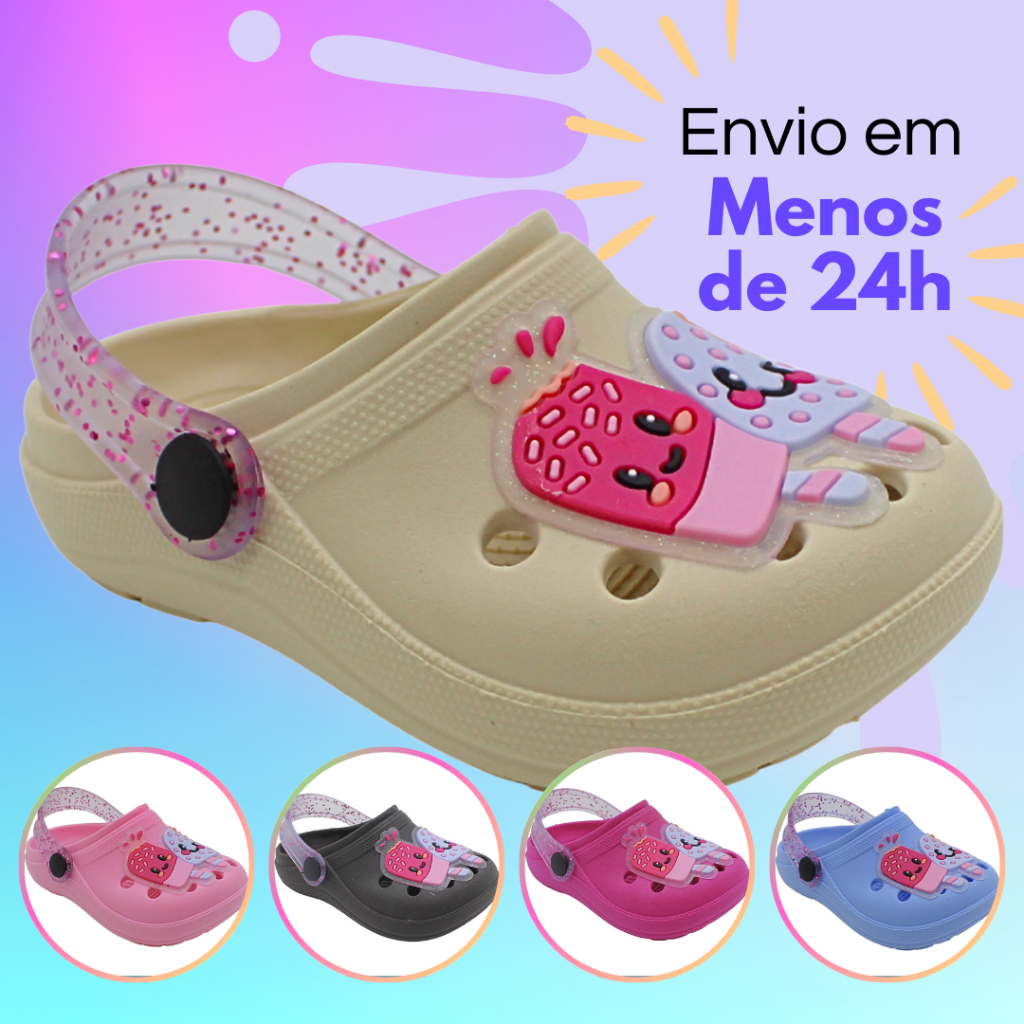 Crocks Feminino Infantil Babuche Infantil Sandália infantil Menina Papete Leve Macia Confortável