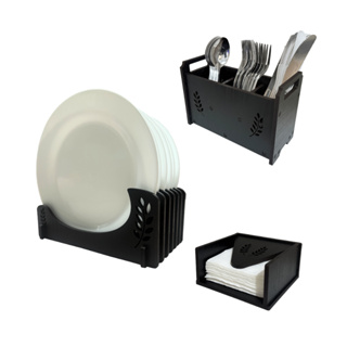 Kit Mesa Posta Porta Pratos, Porta Talheres e Porta Papel Toalha Cozinha Fabricado em MDF Pintado. em Oferta na Shopee