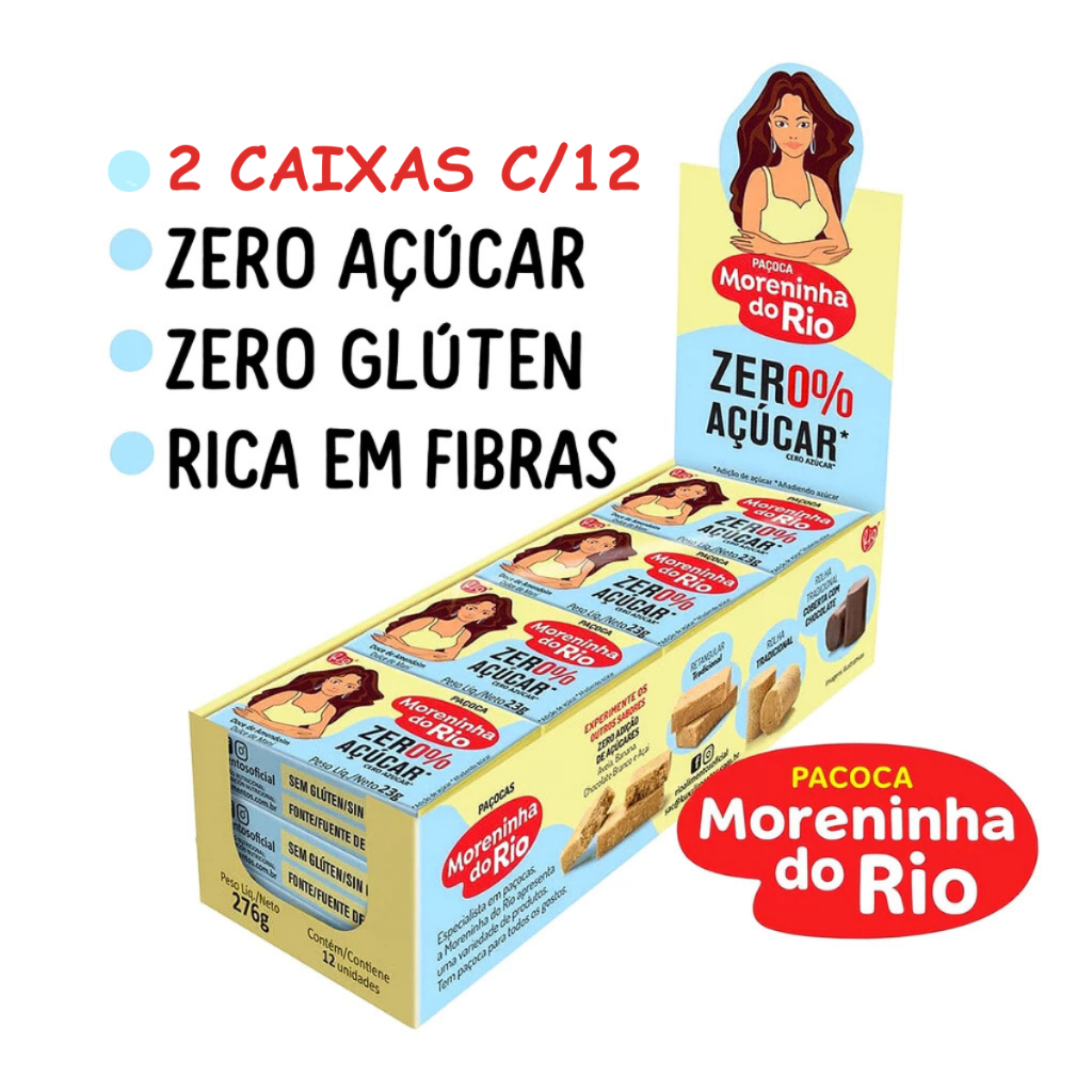 2 Caixas De Paçoca moreninha do Rio Diet Sem Açúcar 12UN em Oferta na Shopee