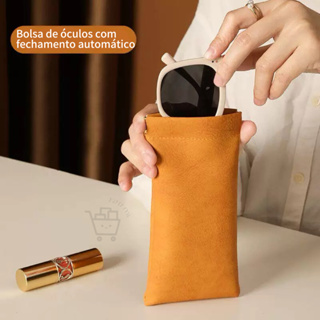 Estojo De Óculo Saco De Óculos De Sol Fechamento Automático Couro Impermeável Com Cetim Para Óculos em Oferta na Shopee
