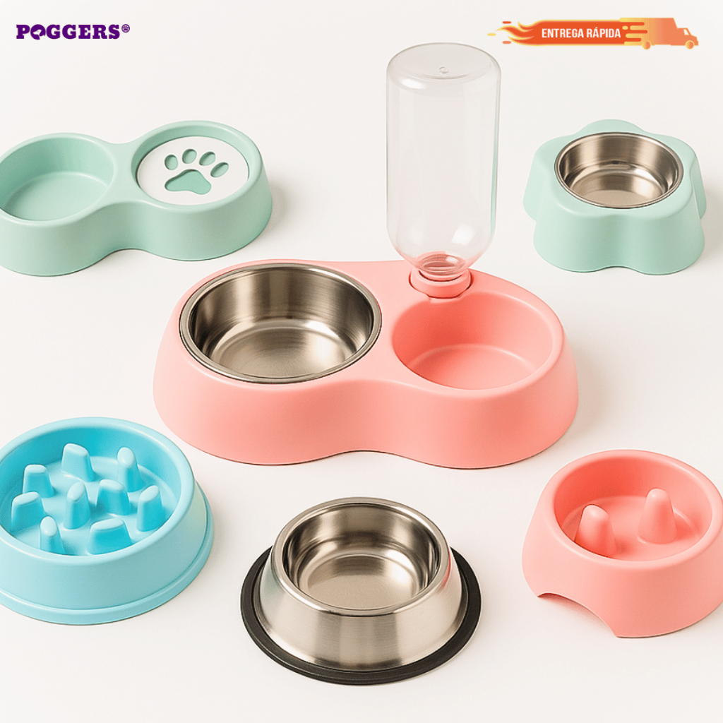 Comedouro Bebedouro Pet Gato Cachorro Inox Automático Duplo Resistente Pote Alimentação Lenta