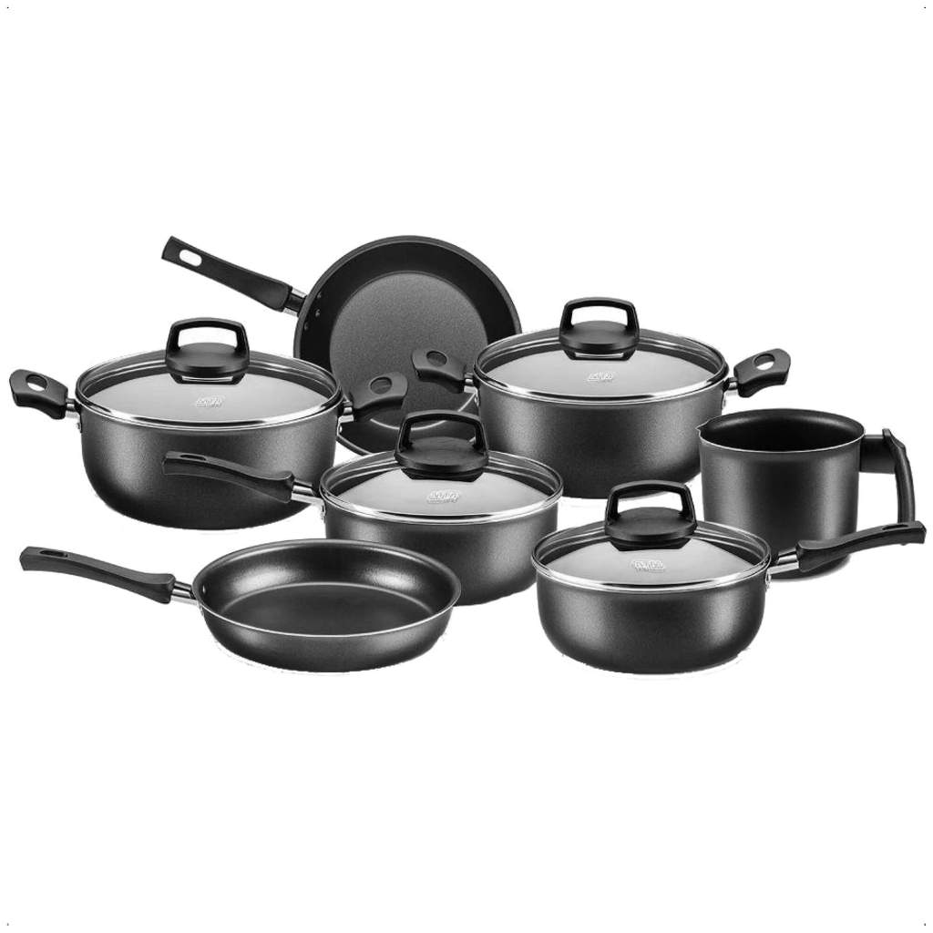 Conjunto de Panelas Antiaderente Cabo Antitérmico Safira Grafite 7 Peças MTA - 5650 em Oferta na Shopee