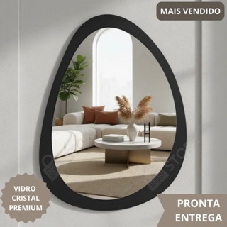 Espelho Grande Oval Moldura em Madeira 80X60cm Decorativo Sofisticado em Oferta na Shopee