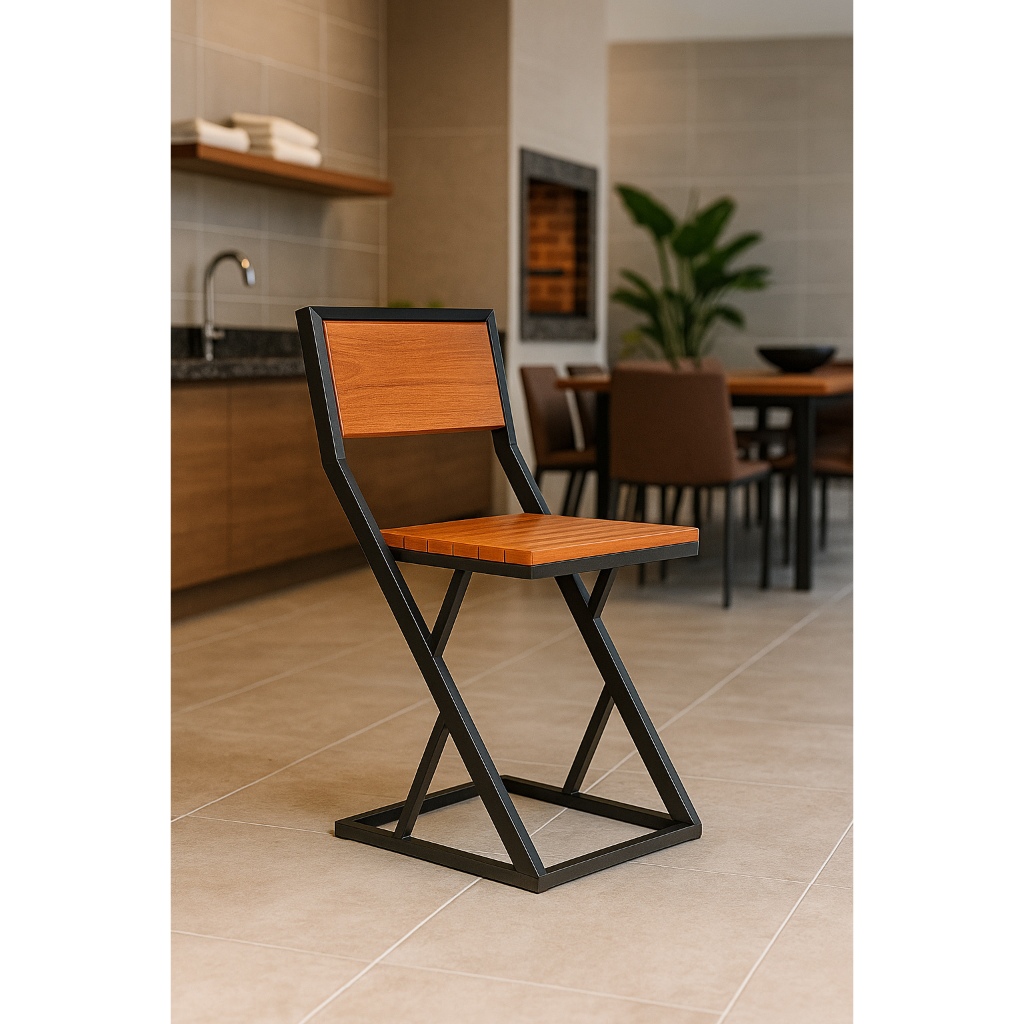 Cadeira Industrial Mônaco Madeira de Demolição e Estrutura Metálica em Oferta na Shopee