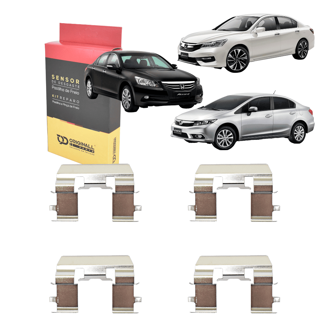 Kit 4 Trava Mola Pastilha Freio Dianteiro Honda Accord 2008 A 2017 Honda Civic 2012 a 2016