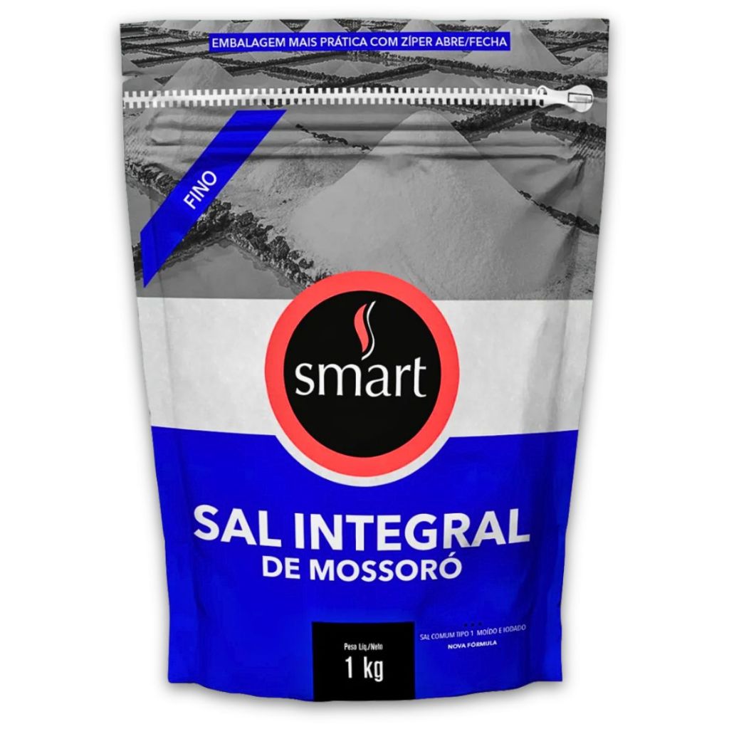 Sal Integral Mossoró Fino Smart 1kg Sem Glúten