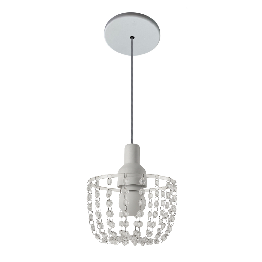 Luminária Pendente Pingente Cristal Acrílico Lustre Decoração Luxo Quarto Sala Teto Montado E27