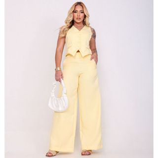 Conjunto Social Calça e Colete Candy Colors em Oferta na Shopee