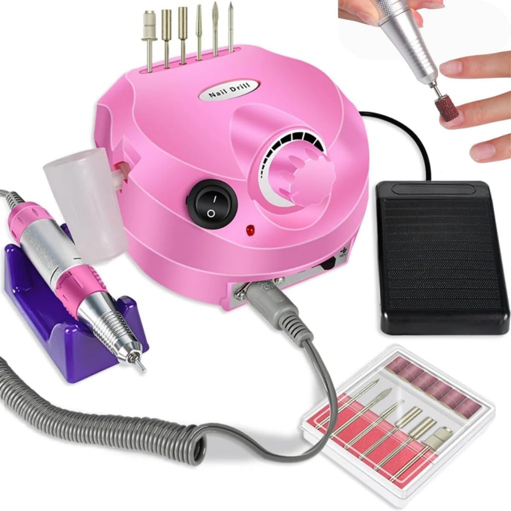Motor Porquinho Lixadeira Nail Drill Completo Caneta Pedal Brocas Lixas Profissional Unhas Manicure