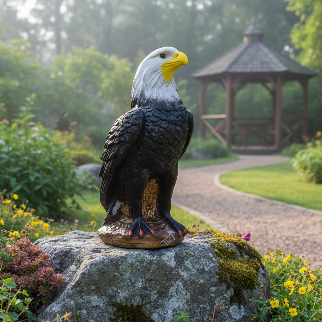 Estátua Gavião Espanta Pombos – Repelente de Aves Realista Ideal para Jardim Telhado Sacada Quintal Horta