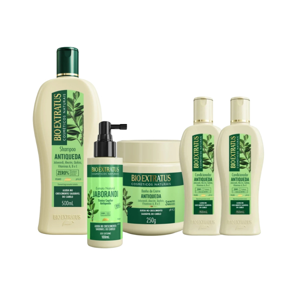Kit Bio Extratus Jaborandi Antiqueda - Shampoo 500ml, Extrato 100ml, Banho de Creme 250g + 2x Condicionador 150ml BRINDE