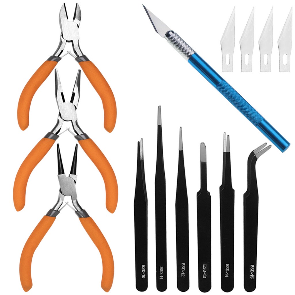 Kit Alicates Pinças Eletrônica E Estilete Precisão Bisturi Para Artesanato Hobby e Reparos