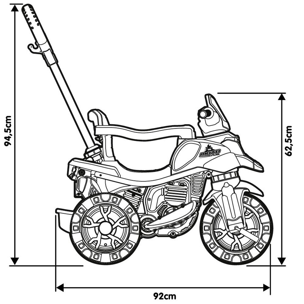 Triciclo Infantil Moto com Pedal e Haste com Buzina