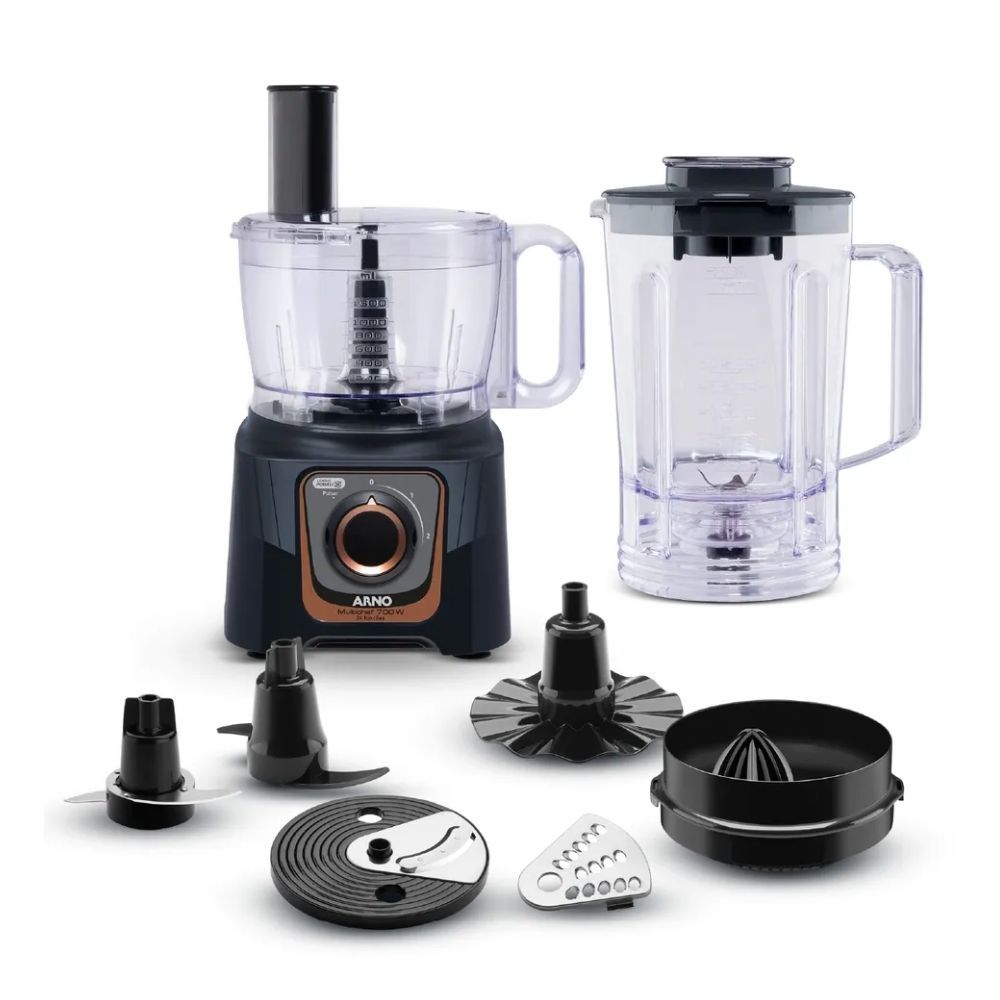 Multiprocessador de Alimentos 7 em 1 Arno 700W, 24 Funções, 2 Velocidades e Liquidificador 3,1L MP72
