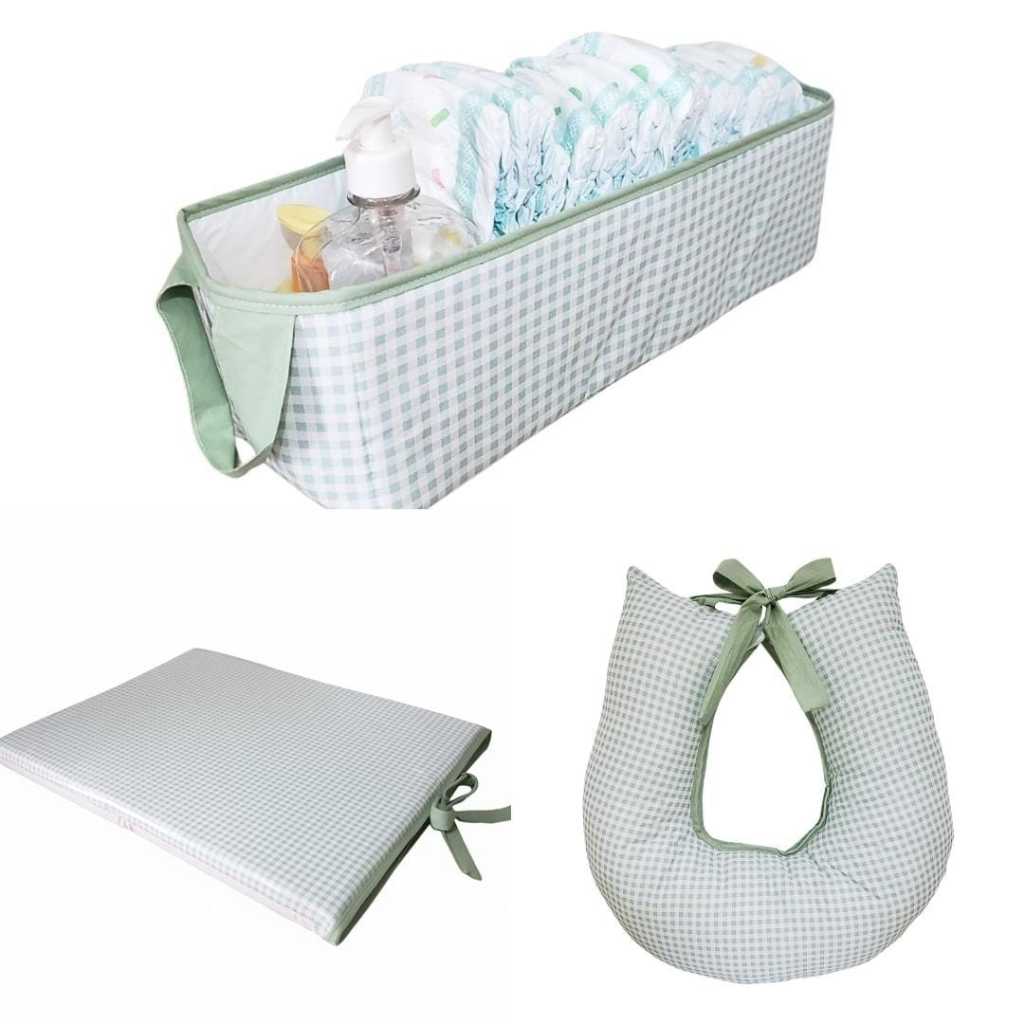 Combo Almofada Amamentação +Trocador/Organizador  De Fraldas Estampas Variadas