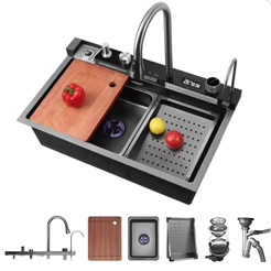 Cuba Para Pia Cozinha Gourmet Aço Inox Com Torneira Flexível 360 graus giratória 75x45x21cm
