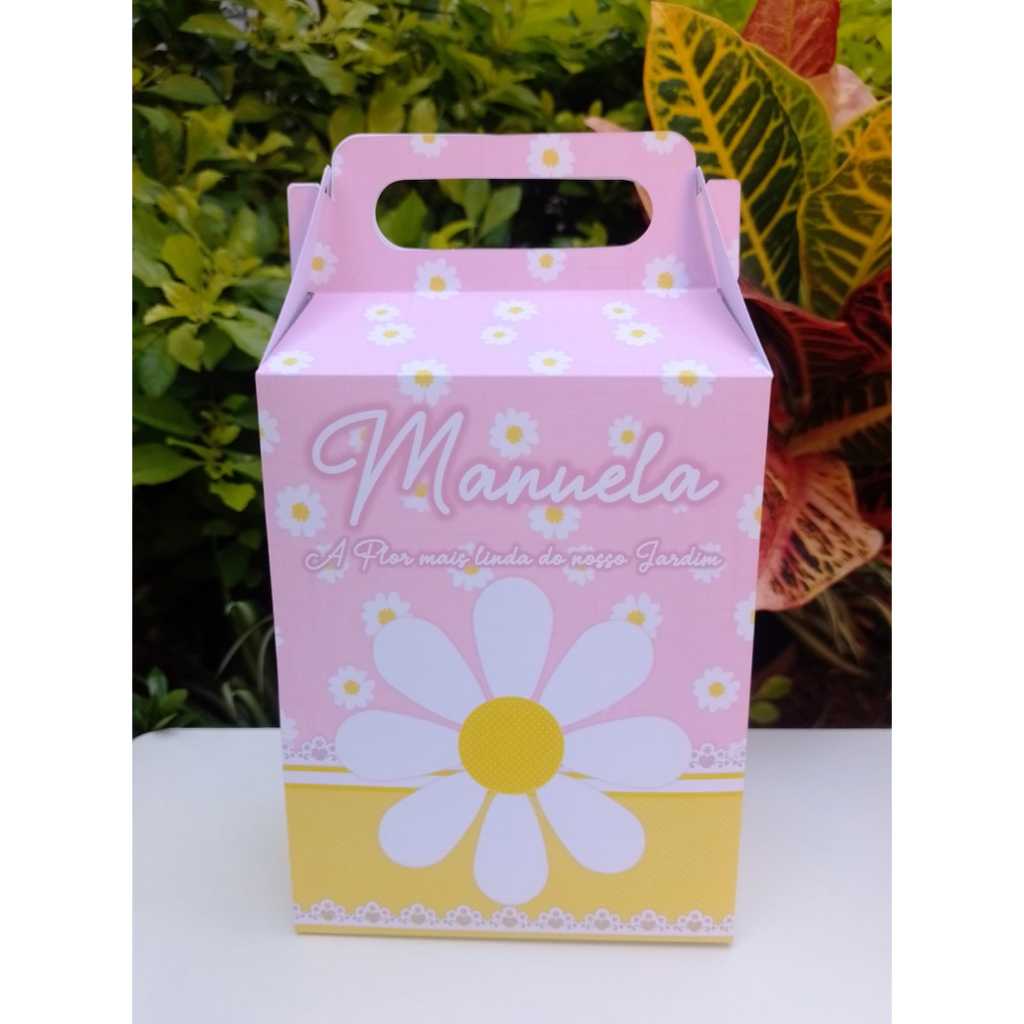 Kit 10 Caixas Surpresa Maletinhas tamanho G Personalizadas Margaridas - Lembrancinha - Aniversário - Sacolinha Surpresa