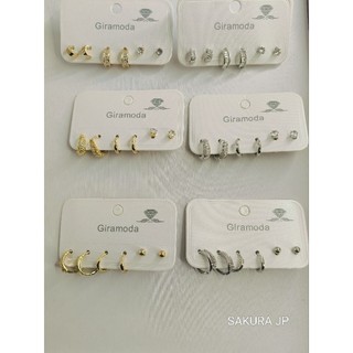 Kit 3 pares brincos femininos banhadas folheado a prata e ouro B02~04