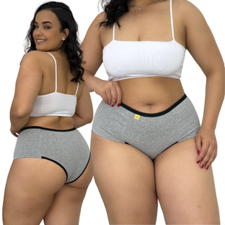 Kit 3 Calçola Plus Size de Algodão Cintura Alta Pala Dupla Lateral Larga Dupla Confortável Lingerie em Oferta na Shopee