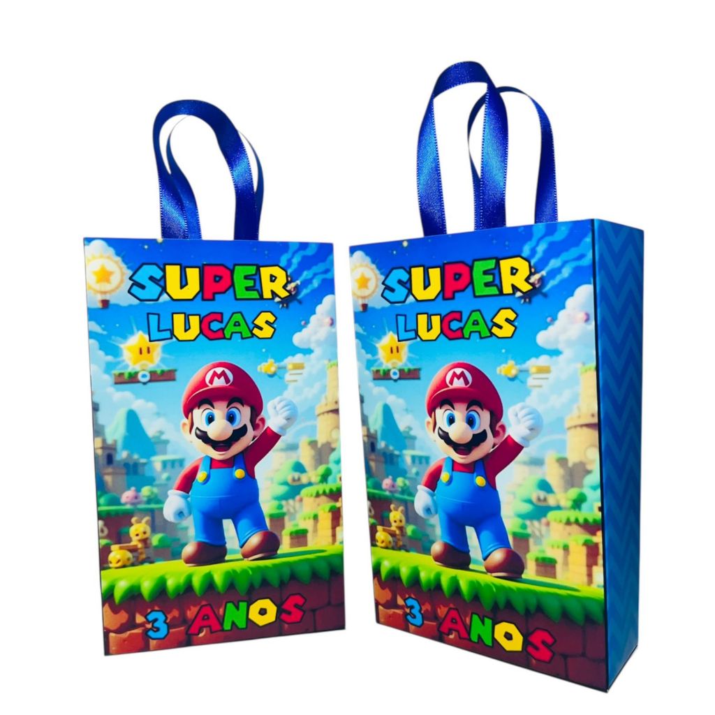 15 Sacolinhas Lembrancinha Personalizada Super Mario 17x10x04