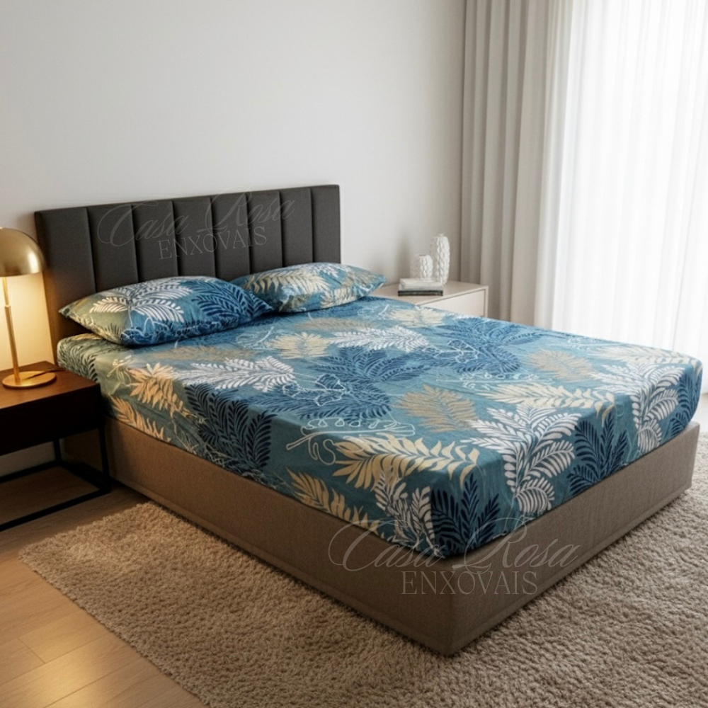 Jogo de Lençol 2 e 3 Peças Estampado Microfibra Solteiro,Casal e Queen - Estampas Sortidas