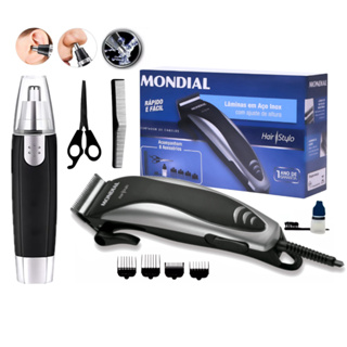 Kit Máquina Para Corta Cabelos E Barba Mondial + Aparador Nasal Nariz e Orelha em Oferta na Shopee