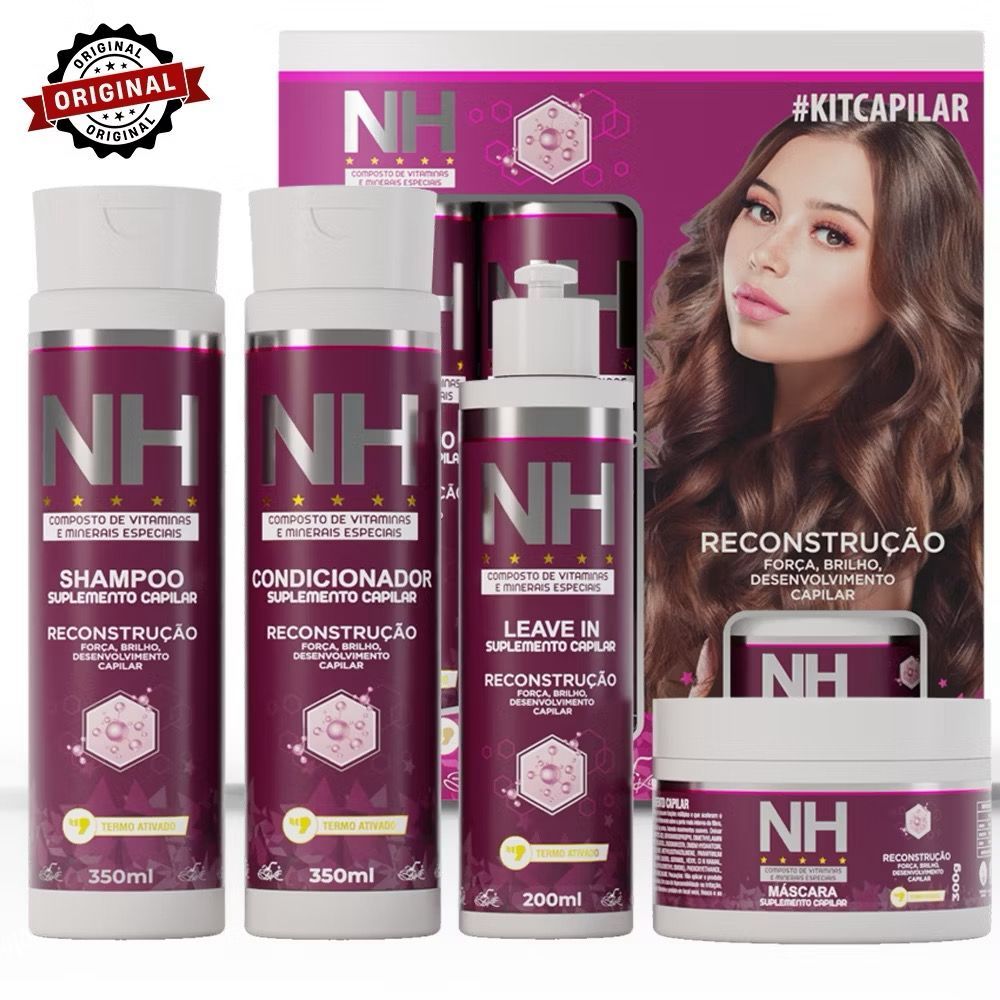 Kit Capilar BELKIT NEW HAIR 04 itens - Reconstrução: Shampoo - Condicionador - Leave-in - Máscara